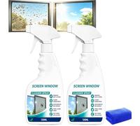 Chiffon et nettoyant en microfibre pour écrans de fenêtre, spray nettoyant pour écrans de fenêtre en mousse, spray d'élimination de la saleté des écrans de fenê/tre, spray nettoyant pour (2pcs)