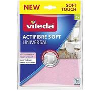 Vileda Actifibre Soft Lot de 2 Chiffons universels en Microfibre 100% Microfibre pour des résultats sans Traces, Haute capacité d'absorption, pour Toutes Les Surfaces Lisses, Rose et Gris