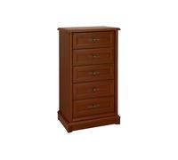 Chiffonier Commode meuble de rangement à 5 tiroirs, couleur châtaigne - Longueur 61,5 x Profondeur 45 x Hauteur 108,5 cm