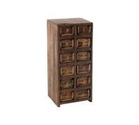 Chiffonnier 12 tiroirs bois massif recyclé foncé Veda L 37.5 cm Marron G