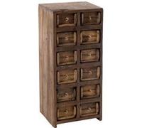 Chiffonnier 12 tiroirs bois massif recyclé foncé Veda L 37.5 cm Marron G