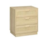 HomCom Commode design bohème en rotin – 3 tiroirs – bois naturel