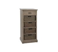 Chiffonnier 4 compartiments 1 tiroir bois massif Kimen L 49 cm Bois foncé