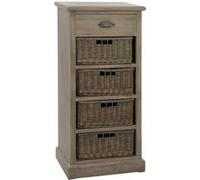 Chiffonnier 4 compartiments 1 tiroir bois massif Kimen L 49 cm Bois foncé