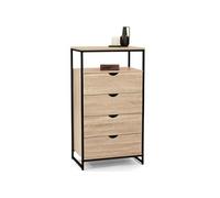 IDMarket - Chiffonnier 4 tiroirs Detroit 60 cm Commode Design Industriel avec étagère