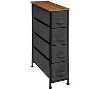 5five - Rangement 4 tiroirs Tissu Gris Anthracite