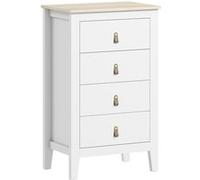 HOMCOM Commode 4 tiroirs, Meuble de Rangement poignées en polyuréthane Style Moderne, Plateau Effet Bois, Commode Chambre à Coucher, Salon, Couloir, 60 x 40 x 98 cm, Blanc