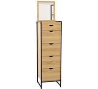 IDMarket – Chiffonnier Detroit 5 tiroirs 40 cm avec miroir Meuble d'entrée design industriel