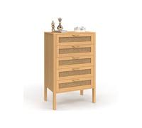 IDMarket Chiffonnier 5 tiroirs EDHEN 60 cm Bois et cannage