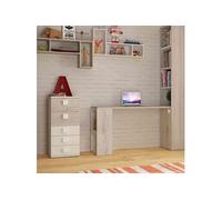 Chiffonnier 5 tiroirs en bois gris clair et blanc - CF9071