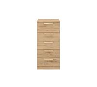 Chiffonnier 5 tiroirs en bois imitation chêne clair - CF5029