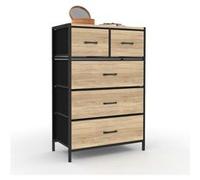 IDMarket - Chiffonnier 5 tiroirs en Tissu Utah 60 cm Commode semainier Design Industriel
