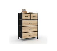 IDMarket – Chiffonnier 5 tiroirs Utah 60 cm en tissu – Commode semainier design industriel