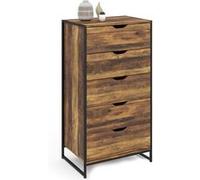 Chiffonnier 5 tiroirs HAWKINS 60 cm commode semainier bois foncé design industriel Bois G