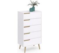 IDMarket Chiffonnier Helsinki 5 tiroirs 60 cm scandinave blanc