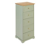 Atmosphera - Chiffonnier Mohea 5 Tiroirs Vert Céladon et Bois, L 45 x H 113 cm - Meuble de Rangement pour Chambre, Salon, Entrée