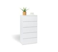 IDMarket Chiffonnier TOMI 5 tiroirs 60 cm commode semainier bois blanc