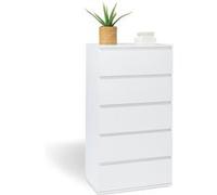 IDMarket Chiffonnier TOMI 5 tiroirs 60 cm commode semainier bois blanc