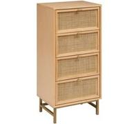 Commode Pegane Chiffonnier avec 4 tiroirs en MDF coloris Beige - longueur 50 x Profondeur 35 x Hauteur 107 cm --