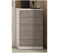 Chiffonnier avec 5 tiroirs coloris pin andersen, pin gris - Longueur 60 x profondeur 40 x hauteur 102,7 cm