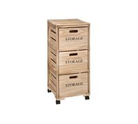 Paris Prix Chiffonier Tour style cagette 3 tiroirs bois sur roues H82 cm