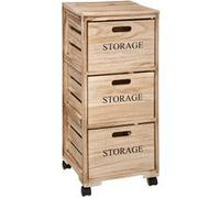 Chiffonnier bois 3 cagettes sur roulettes 5five Beige G