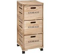 Chiffonnier bois 3 cagettes sur roulettes 5five Beige G