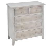 Chiffonnier ""Charme"" bois blanchi 5 tiroirs - Atmosphera createur d'interieur