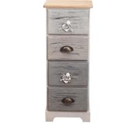 Chiffonnier Chevet 4 Tiroirs Bois Blanc Blue Gris Shabby Chic Chambre à Coucher - MOBILI REBECCA