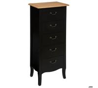 Atmosphera - Chiffonnier Chrysa - 5 tiroirs noir et bois 45x30x113 cm style romantique