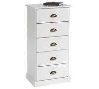 Chiffonnier PARIS commode avec 5 tiroirs en pin massif lasuré blanc