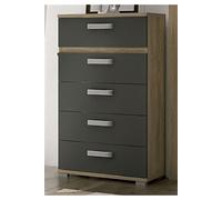 PEGANE Chiffonnier Commode Meuble de Rangement Coloris chêne Cambrian/Graphite- Longueur 60 x Profondeur 39.6 x Hauteur 109.4 cm