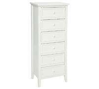 Chiffonnier de 6 tiroirs en bois blanc - Dim : L45 x l30 x H113 cm --