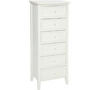 Chiffonnier de 6 tiroirs en bois blanc - Dim : L45 x l30 x H113 cm --