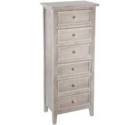 Chiffonnier de 6 tiroirs en bois blanchi - Dim : L45 x l30 x H113 cm - PEGANE - blanc G