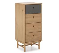 Chiffonnier de nuit - VS VENTA-STOCK - Magnus - Bois massif - 4 tiroirs - Marron