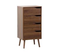 Chiffonnier décor bois noyer 4 tiroirs - 48 x 39.6 x 96 cm - Nepal