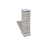 Chiffonnier en bois colonial blanc avec 5 paniers