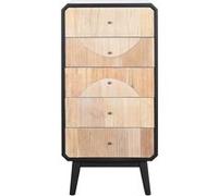 Chiffonnier , meuble de rangement en bois coloris naturel, noir - Longueur 48,30 x Profondeur 35 x hauteur 100 cm