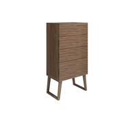 Angel Cerdá - Chiffonnier en Bois de Noyer Naturel - Commode Étroit et Haute avec 4Tiroirs et Fermeture Retardée - Meuble avec Grand Espace de Rangement - 59 x 45 x 120 cm
