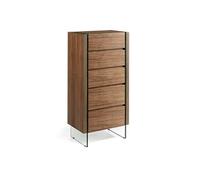 Chiffonnier en bois de noyer et verre 7041C, 58 x 39 x 119 cm. -