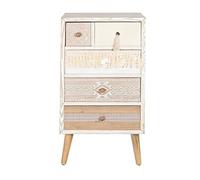 Chiffonnier en bois de sapin coloris blanc, naturel - Longueur 48 x Profondeur 35 x hauteur 89 cm - -