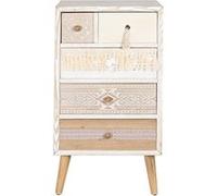 Commode Pegane Chiffonnier en bois de sapin coloris blanc, naturel - Longueur 48 x Profondeur 35 x hauteur 89 cm - -