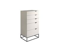 Chiffonnier en bois gris perle et acier 7019C, 60 x 45 x 111 cm. -