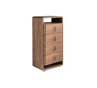 Chiffonnier en noyer et PVC noir 7227, 60 x 43 x 117 cm