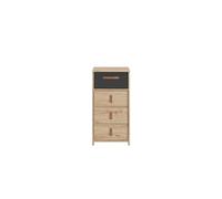 Chiffonnier enfant 4 tiroirs en bois imitation chêne clair et noir - CF5051