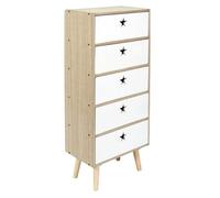 Chiffonnier Enfant ""Like a Star"" 91cm Blanc & Beige