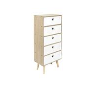 Chiffonnier Enfant "Star" 91cm Blanc & Beige Blanc