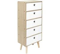 Chiffonnier Enfant "Star" 91cm Blanc & Beige Blanc