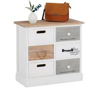 Chiffonnier - IDIMEX - SALVA - 6 tiroirs - Bois de paulownia - Style shabby chic vintage rustique blanc
